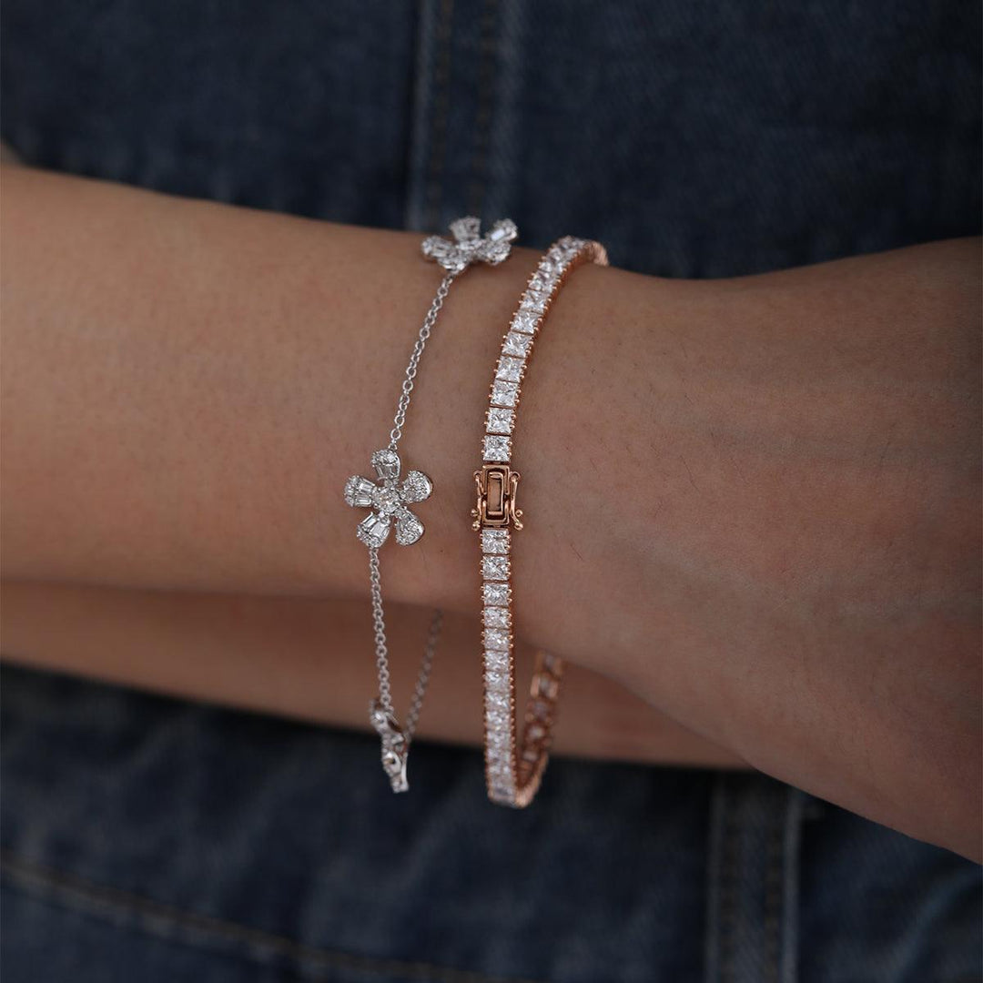 Princess Cut Lab Diamond Tennis Bracelet in Prong Setting - FIORESE JEWELRY