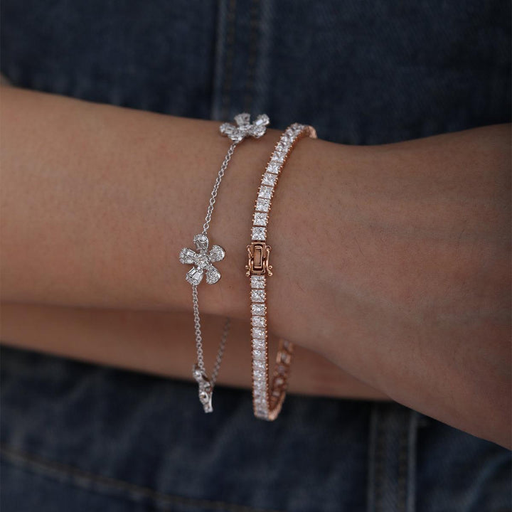 Princess Cut Lab Diamond Tennis Bracelet in Prong Setting - FIORESE JEWELRY