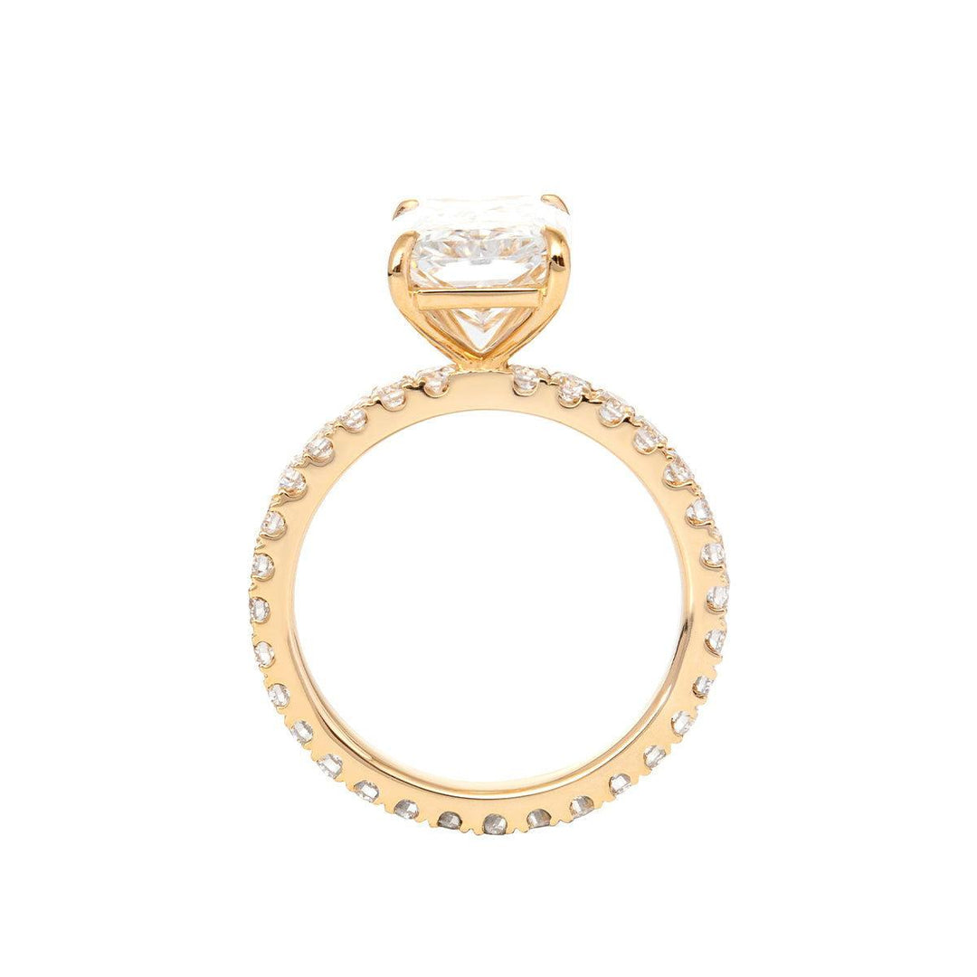 Radiant Cut Lab Diamond 4 - Claw U - Shaped Pavé Bridal Set — Engagement Ring with Eternity Band - FIORESE JEWELRY