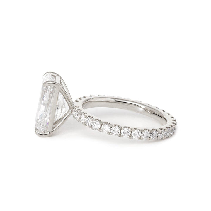 Radiant Cut Lab Diamond 4 - Claw U - Shaped Pavé Bridal Set — Engagement Ring with Eternity Band - FIORESE JEWELRY