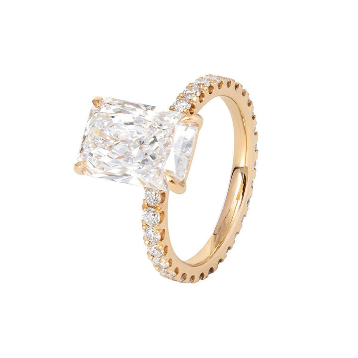 Radiant Cut Lab Diamond 4 - Claw U - Shaped Pavé Bridal Set — Engagement Ring with Eternity Band - FIORESE JEWELRY