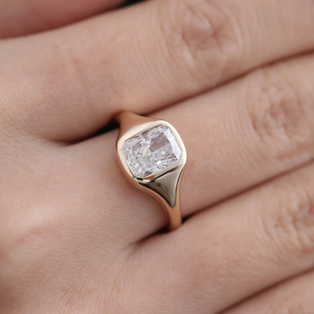 Radiant Cut Lab-Grown Diamond Bezel Solitaire Ring - FIORESE JEWELRY