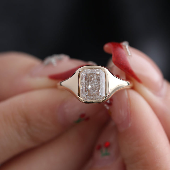 Radiant Cut Lab-Grown Diamond Bezel Solitaire Ring - FIORESE JEWELRY