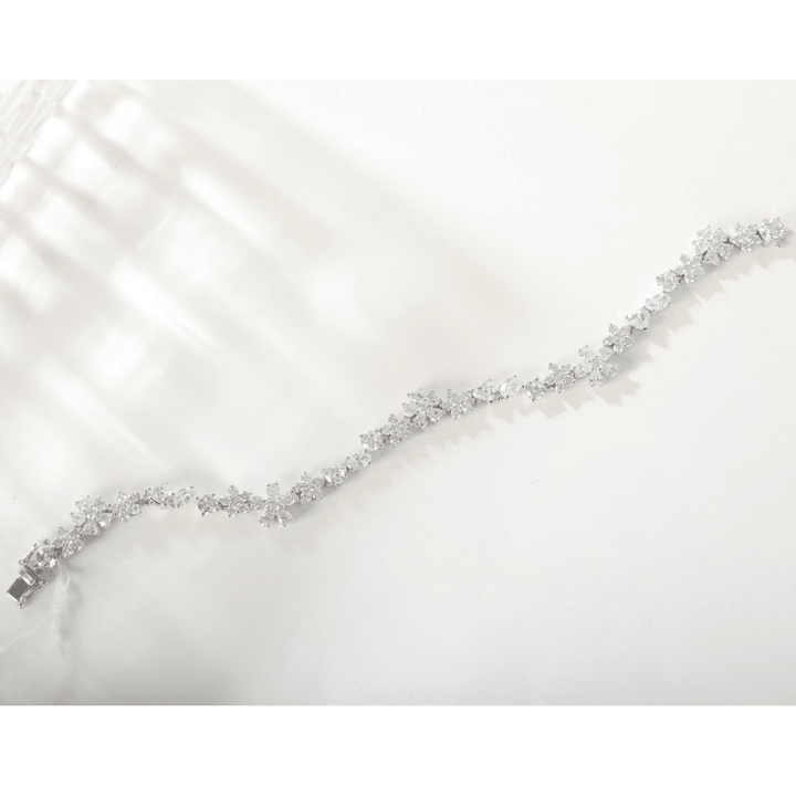 Ready to Ship Fancy - Shape Lab Diamond Bracelet with Floral Cluster Motifs and Wavy Design - FIORESE JEWELRY