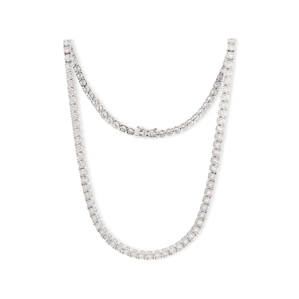 Ready to Ship Round Cut Lab Diamond Bezel Basket Tennis Necklace - FIORESE JEWELRY