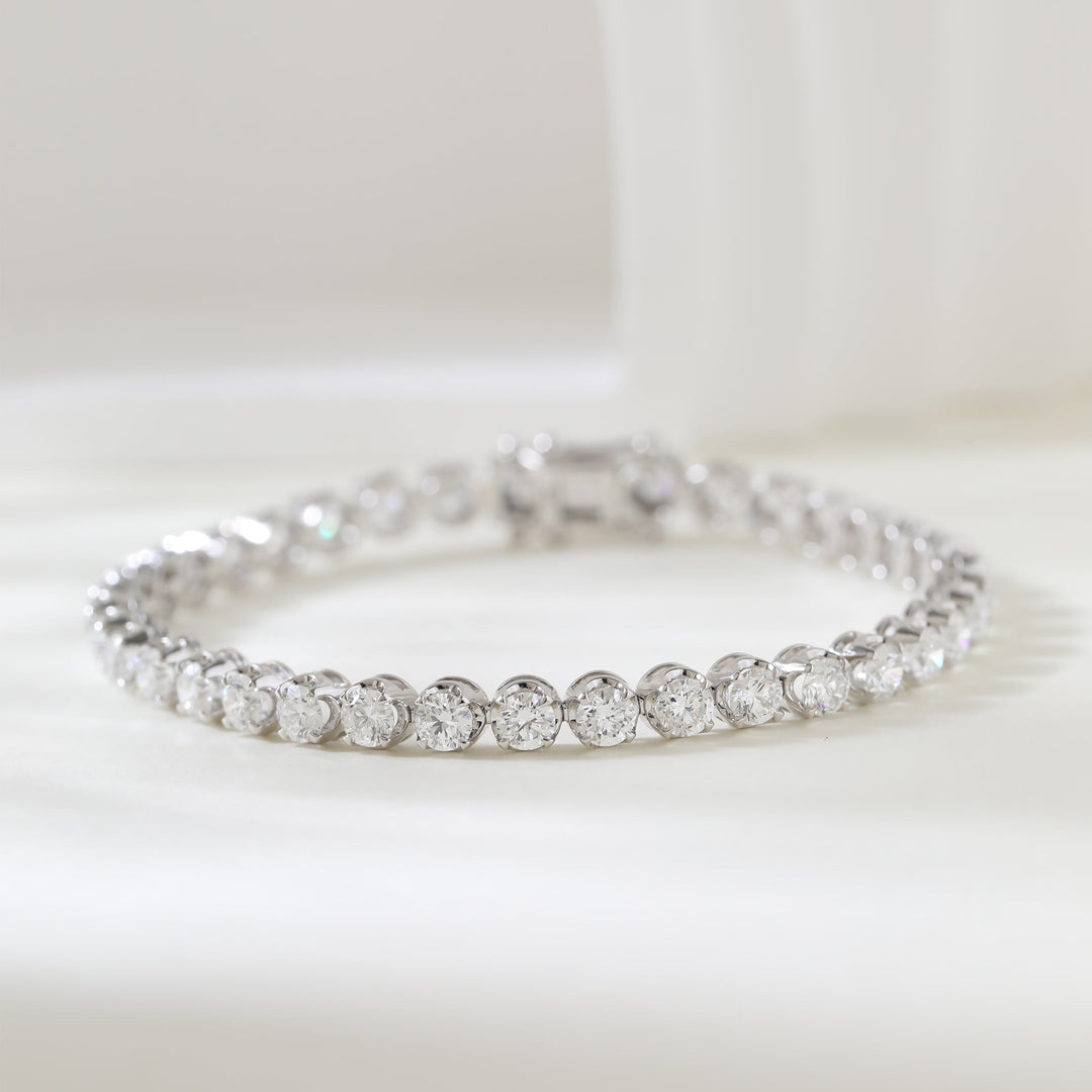 Ready to Ship Round Lab Diamond 4 Claw Prong Basket Crown Setting Tennis Bracelet - FIORESE JEWELRY