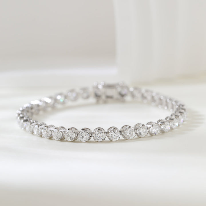 Ready to Ship Round Lab Diamond 4 Claw Prong Basket Crown Setting Tennis Bracelet - FIORESE JEWELRY
