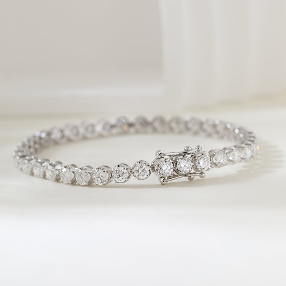 Ready to Ship Round Lab Diamond 4 Claw Prong Basket Crown Setting Tennis Bracelet - FIORESE JEWELRY