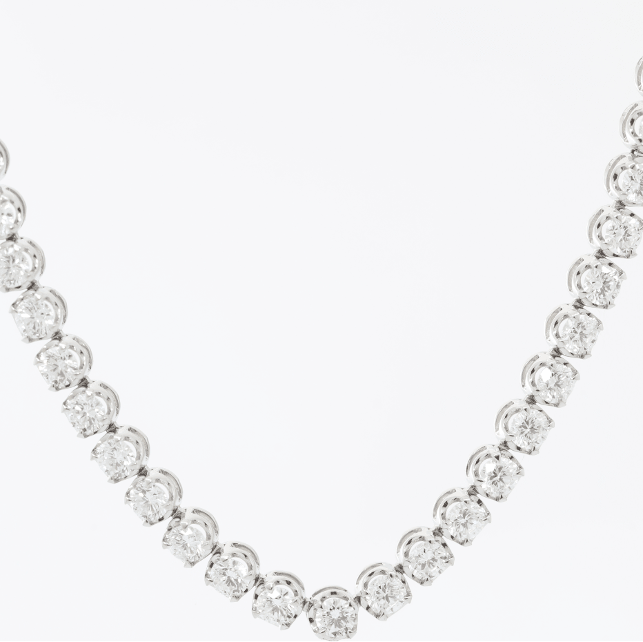 Ready to Ship Round Lab Diamond 4 Claw Prong Basket Crown Setting Tennis Necklace - FIORESE JEWELRY