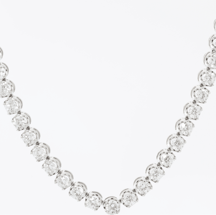 Ready to Ship Round Lab Diamond 4 Claw Prong Basket Crown Setting Tennis Necklace - FIORESE JEWELRY