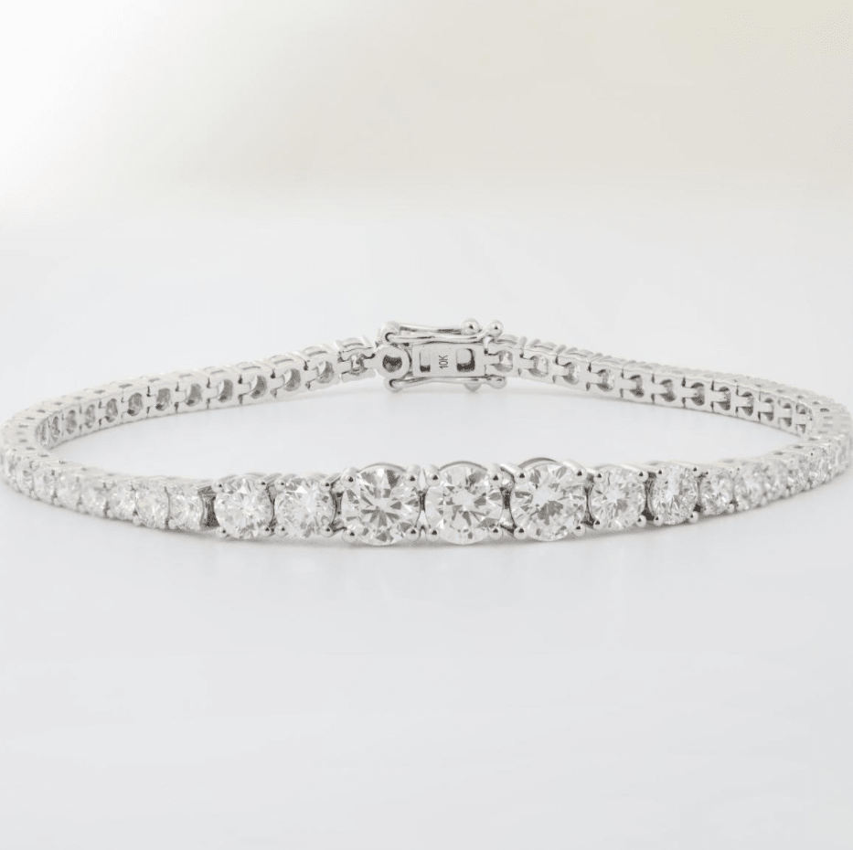 Ready to Ship Round Lab Diamond Four Prong Basket Tennis Bracelet with Graduated Sizes Design - FIORESE JEWELRY