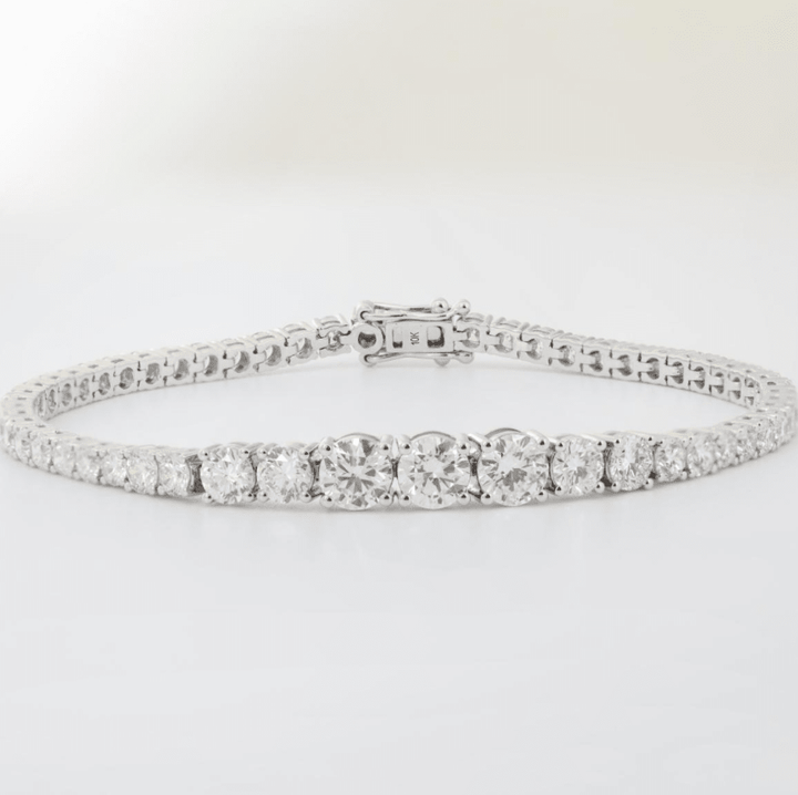 Ready to Ship Round Lab Diamond Four Prong Basket Tennis Bracelet with Graduated Sizes Design - FIORESE JEWELRY