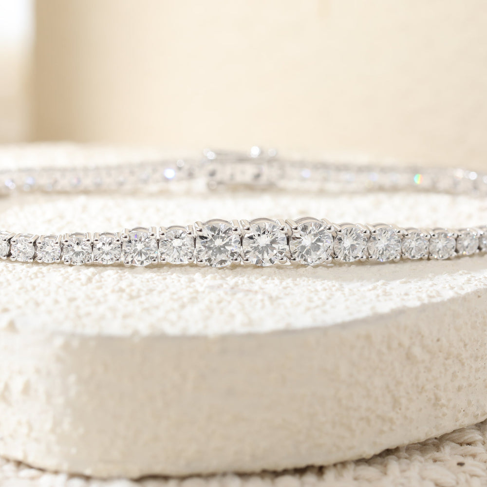 Ready to Ship Round Lab Diamond Four Prong Basket Tennis Bracelet with Graduated Sizes Design - FIORESE JEWELRY