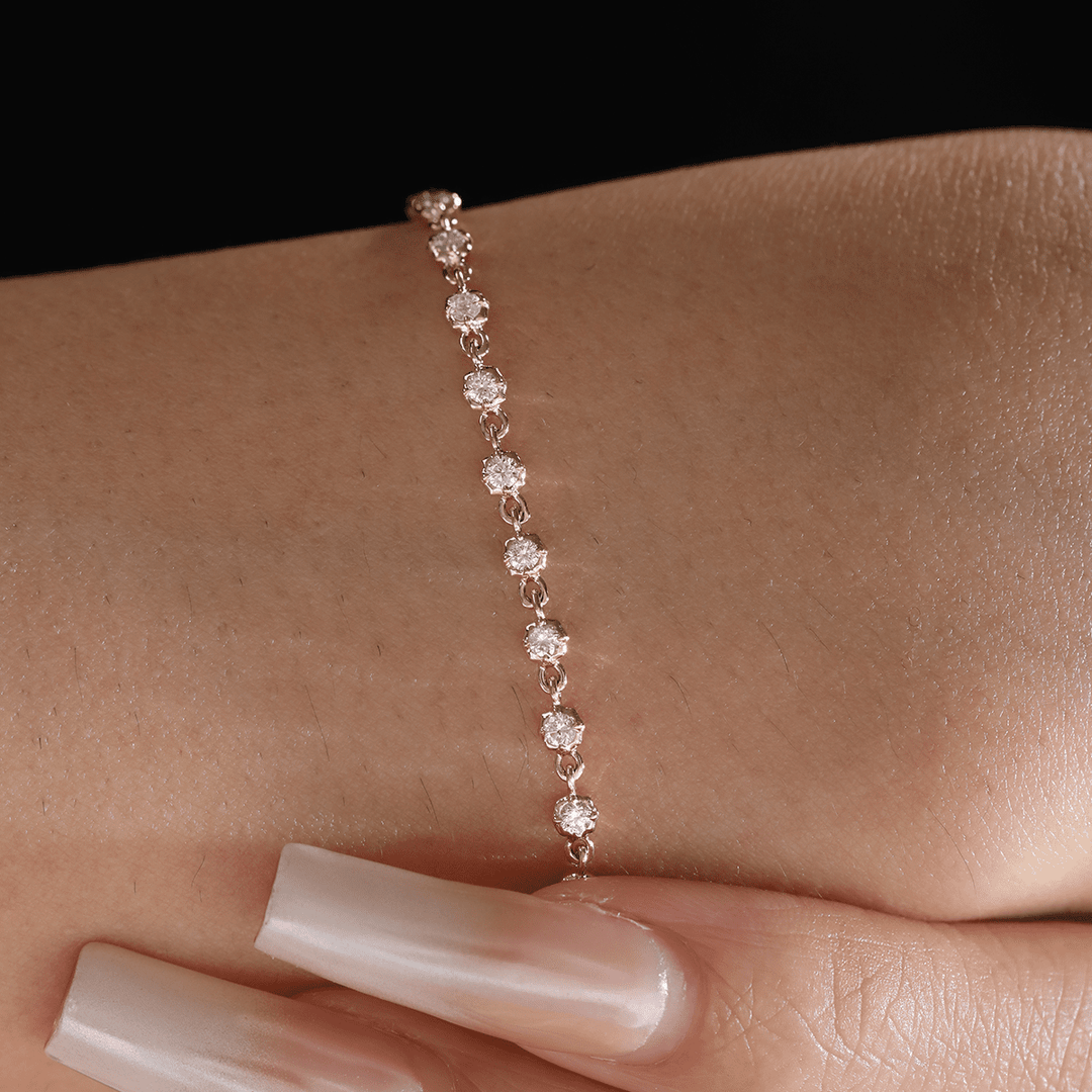 Ready to Ship Round Lab Dimaond Star Bezel Station Bracelet - FIORESE JEWELRY