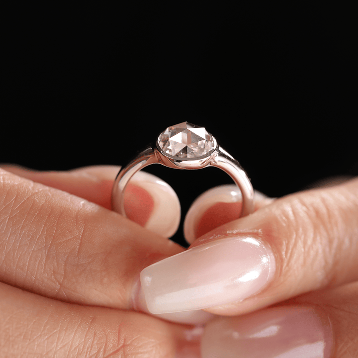 Rose - Cut Lab Diamond Bezel Solitaire Ring - FIORESE JEWELRY