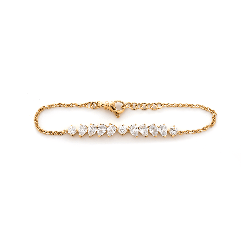 Round and Pear - Shaped Lab Diamond Chain Bracelet in Prong Basket Setting - FIORESE JEWELRY