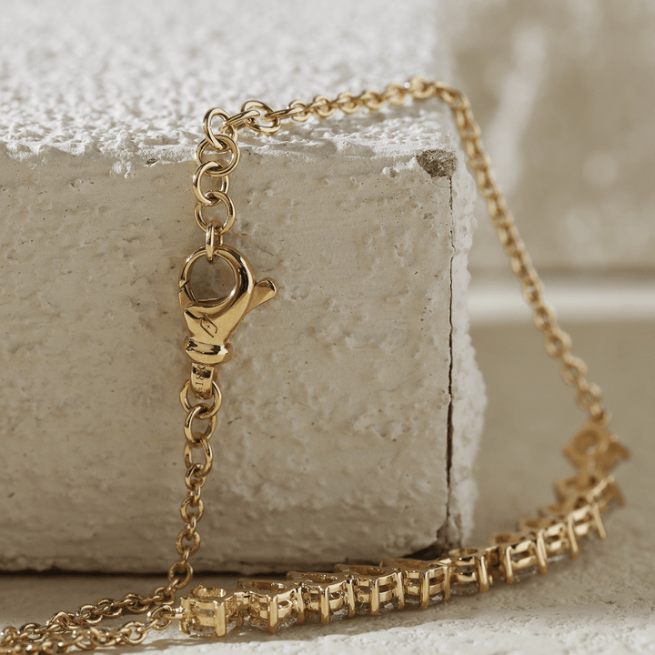 Round and Pear - Shaped Lab Diamond Chain Bracelet in Prong Basket Setting - FIORESE JEWELRY