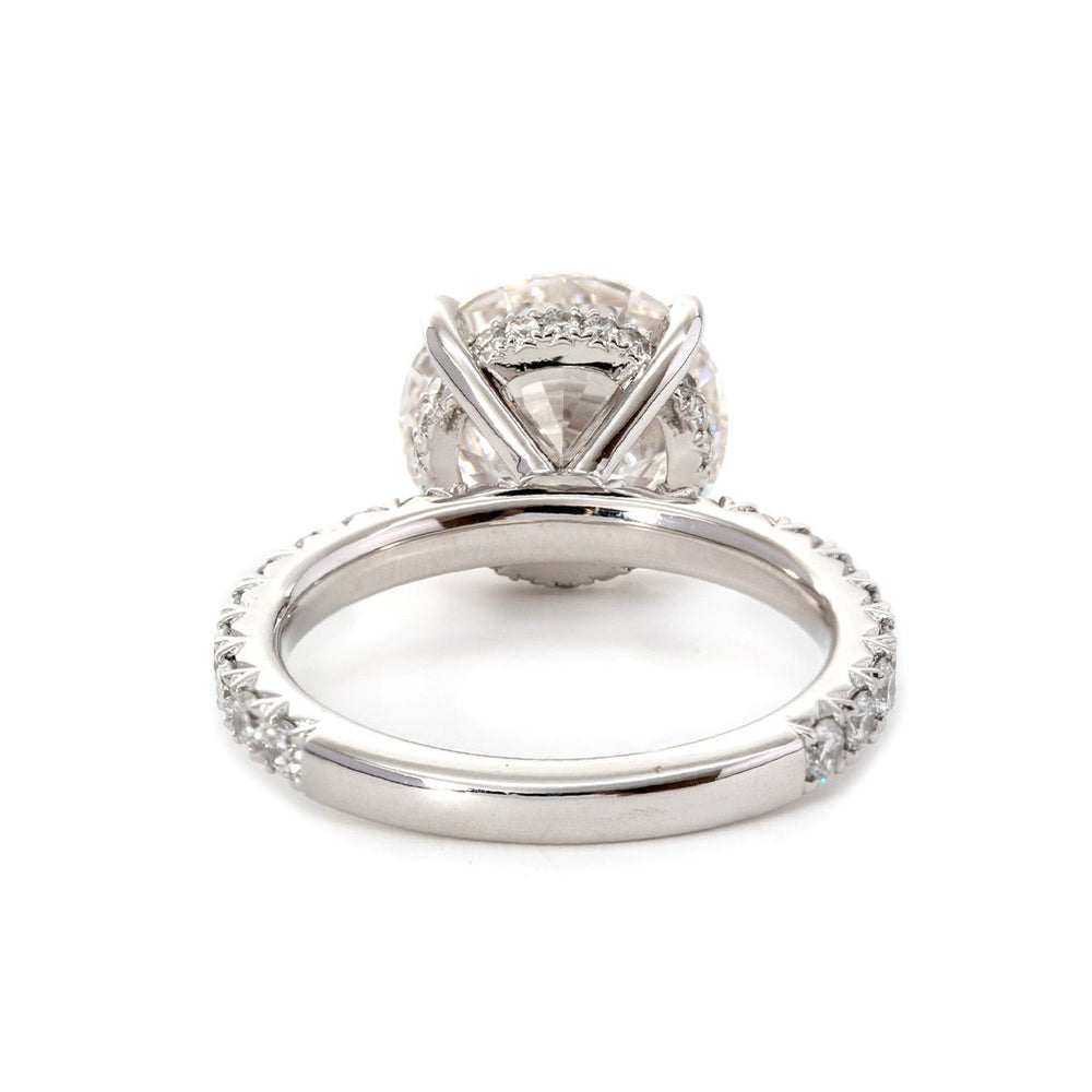 Round Brilliant Cut Lab Diamond 4 - Claw Hidden Halo Bridal Set – Engagement Ring with French Pavé Band - FIORESE JEWELRY