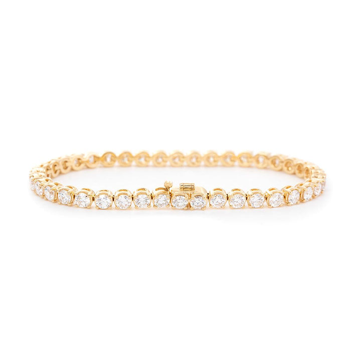 Round Brilliant Cut Lab Diamond 4 - Prong Rounded Basket Tennis Bracelet with Box Clasp - FIORESE JEWELRY
