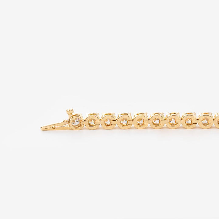 Round Brilliant Cut Lab Diamond 4 - Prong Rounded Basket Tennis Bracelet with Box Clasp - FIORESE JEWELRY