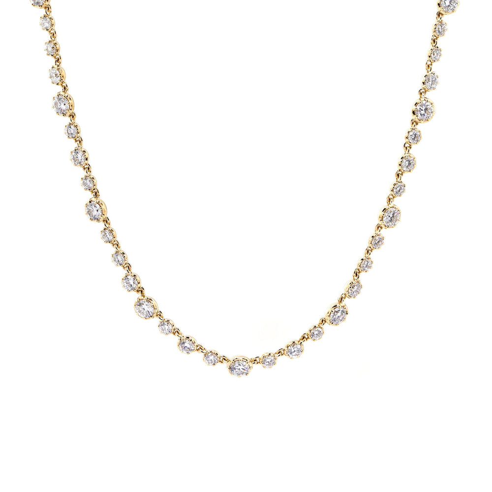 Round Brilliant-Cut Lab Diamond 8-Claw Dome-Back Station Necklace with Adjustable Chain - FIORESE JEWELRY