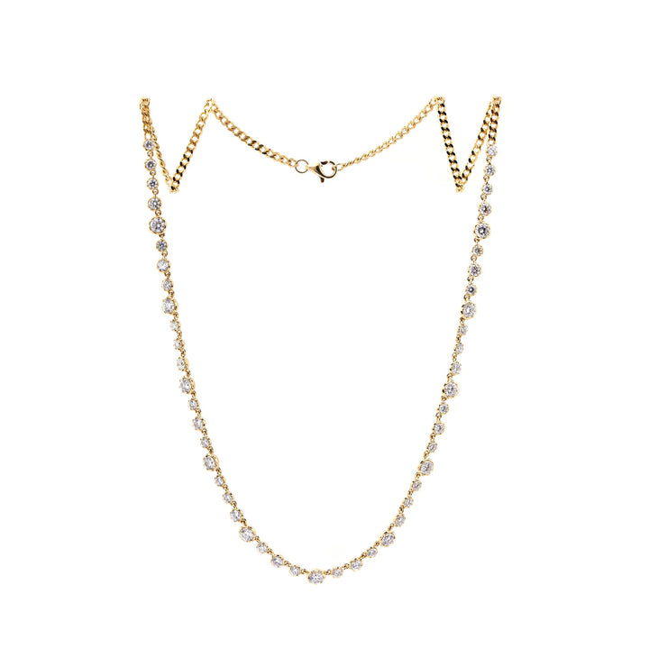 Round Brilliant-Cut Lab Diamond 8-Claw Dome-Back Station Necklace with Adjustable Chain - FIORESE JEWELRY