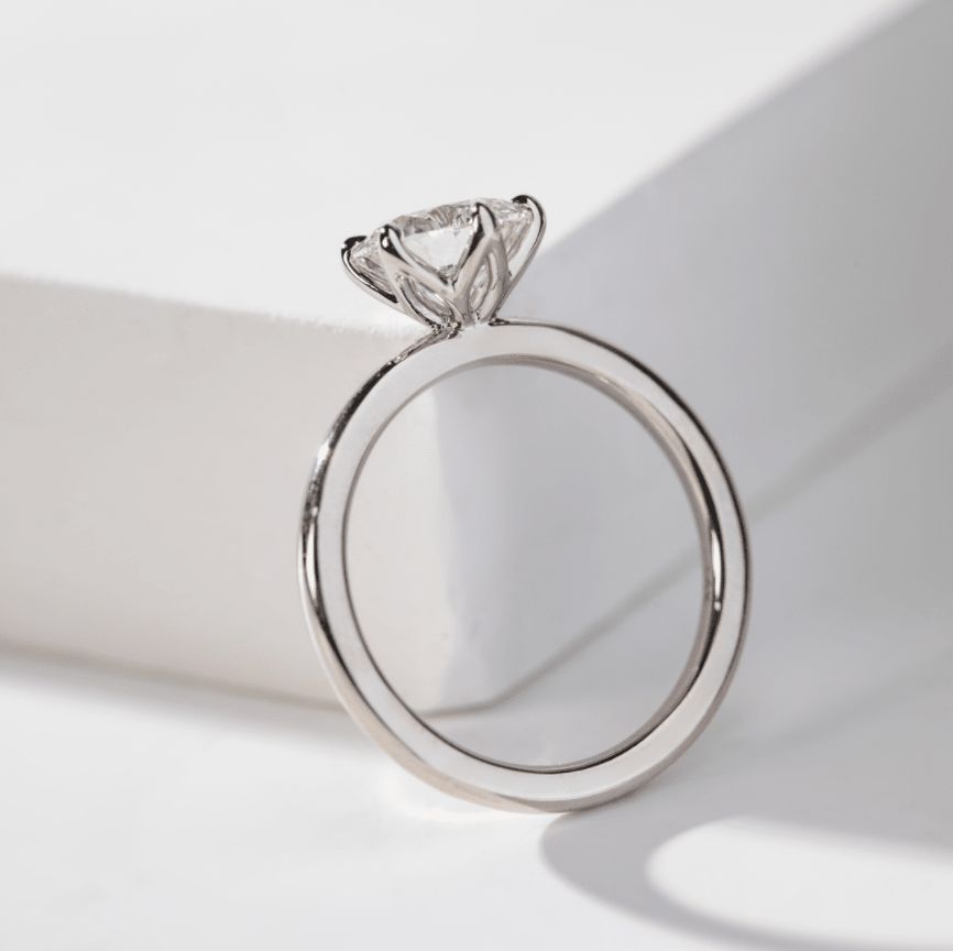Round Brilliant - Cut Lab Diamond Solitaire Ring with Tulip Setting - FIORESE JEWELRY