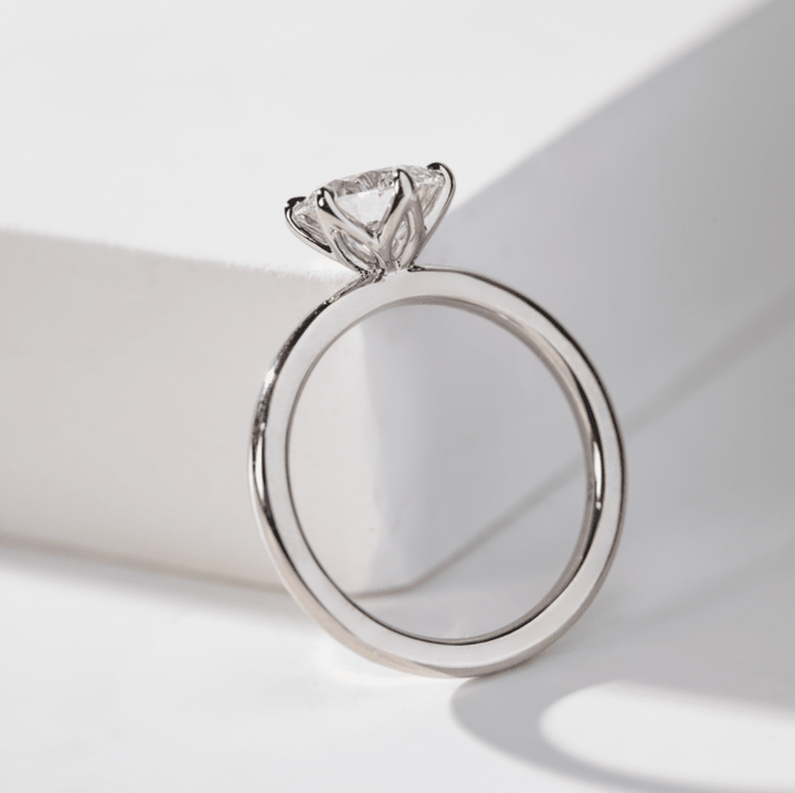 Round Brilliant - Cut Lab Diamond Solitaire Ring with Tulip Setting - FIORESE JEWELRY