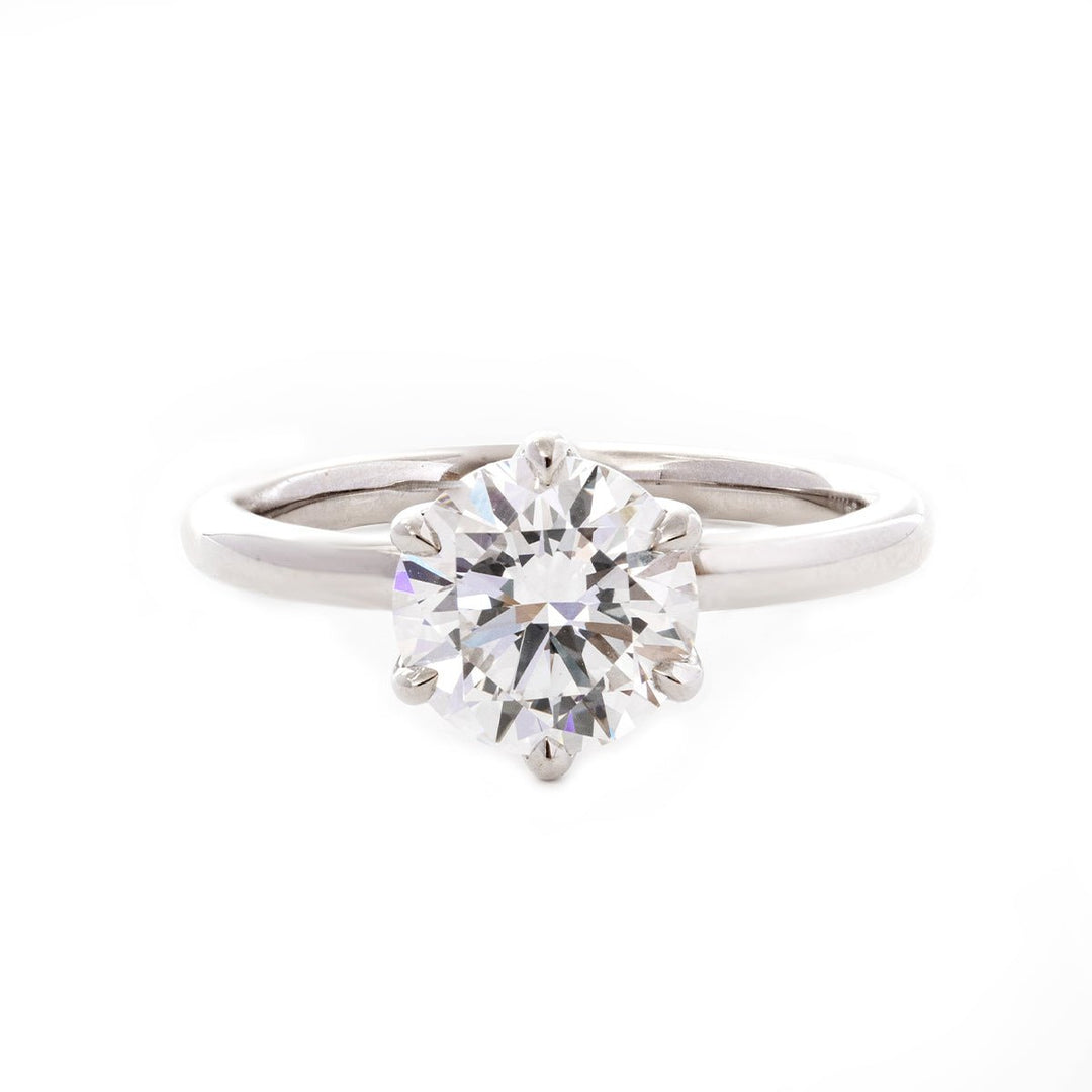 Round Brilliant - Cut Lab Diamond Solitaire Ring with Tulip Setting - FIORESE JEWELRY