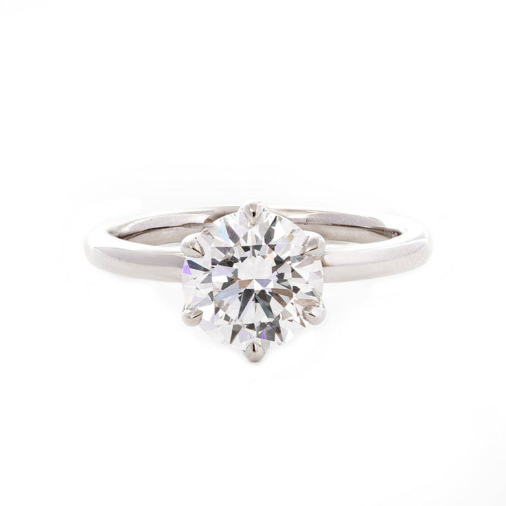 Round Brilliant - Cut Lab Diamond Solitaire Ring with Tulip Setting - FIORESE JEWELRY