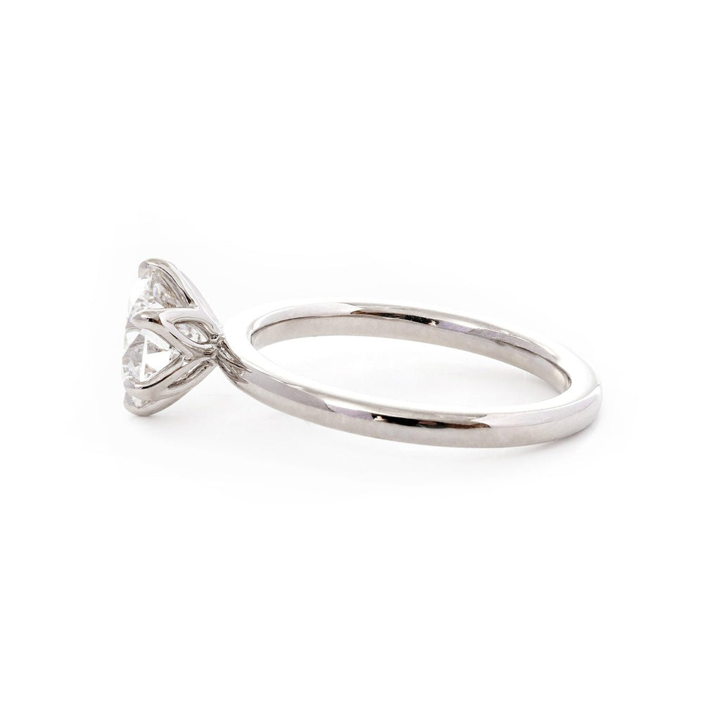 Round Brilliant - Cut Lab Diamond Solitaire Ring with Tulip Setting - FIORESE JEWELRY