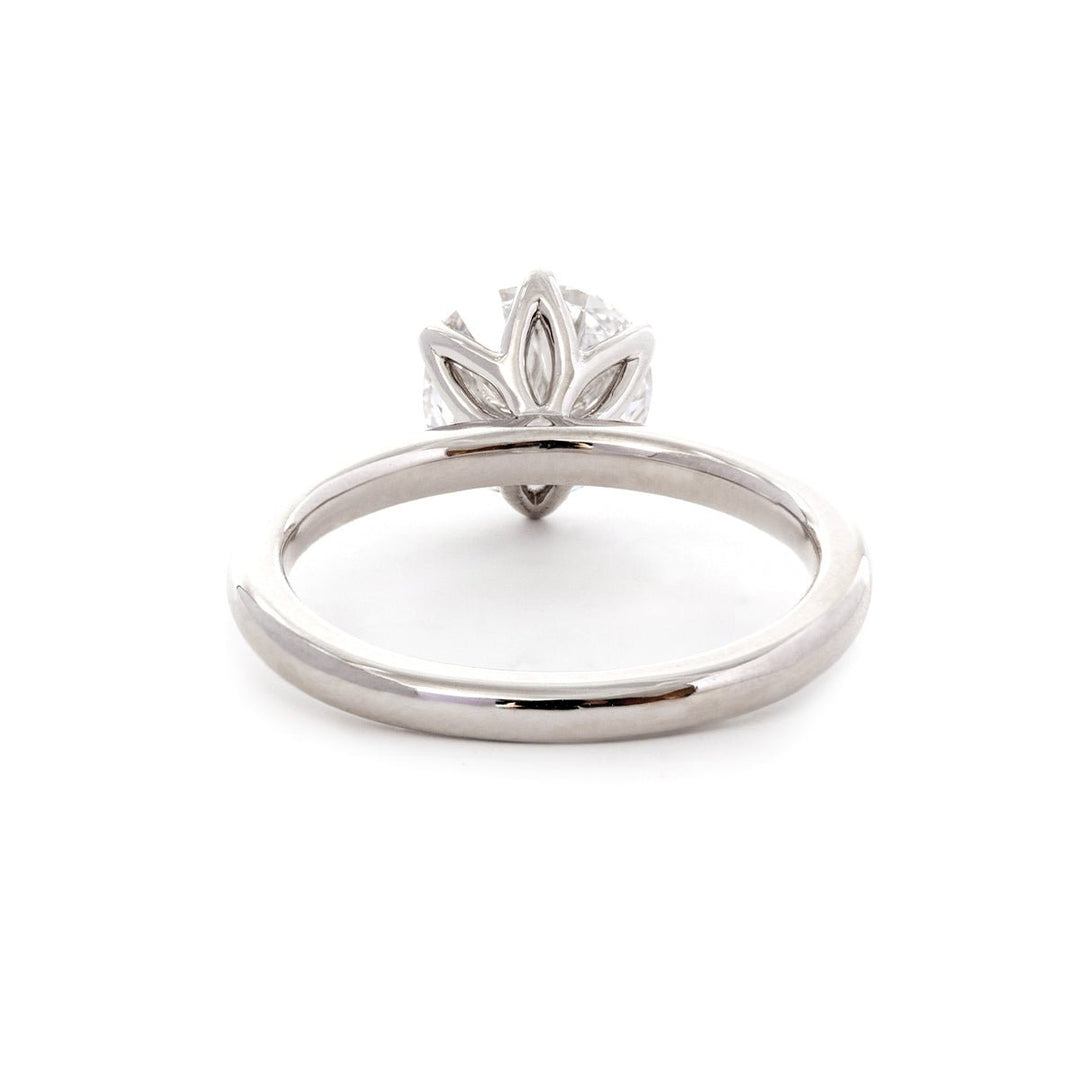 Round Brilliant - Cut Lab Diamond Solitaire Ring with Tulip Setting - FIORESE JEWELRY