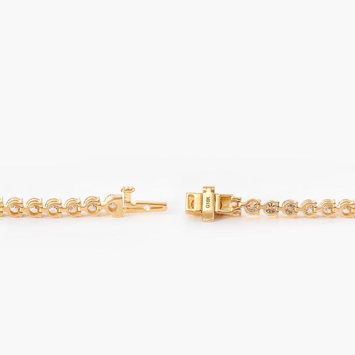 Round Brilliant Cut Lab Diamond Three-Prong Basket Tennis Bracelet with Box Clasp