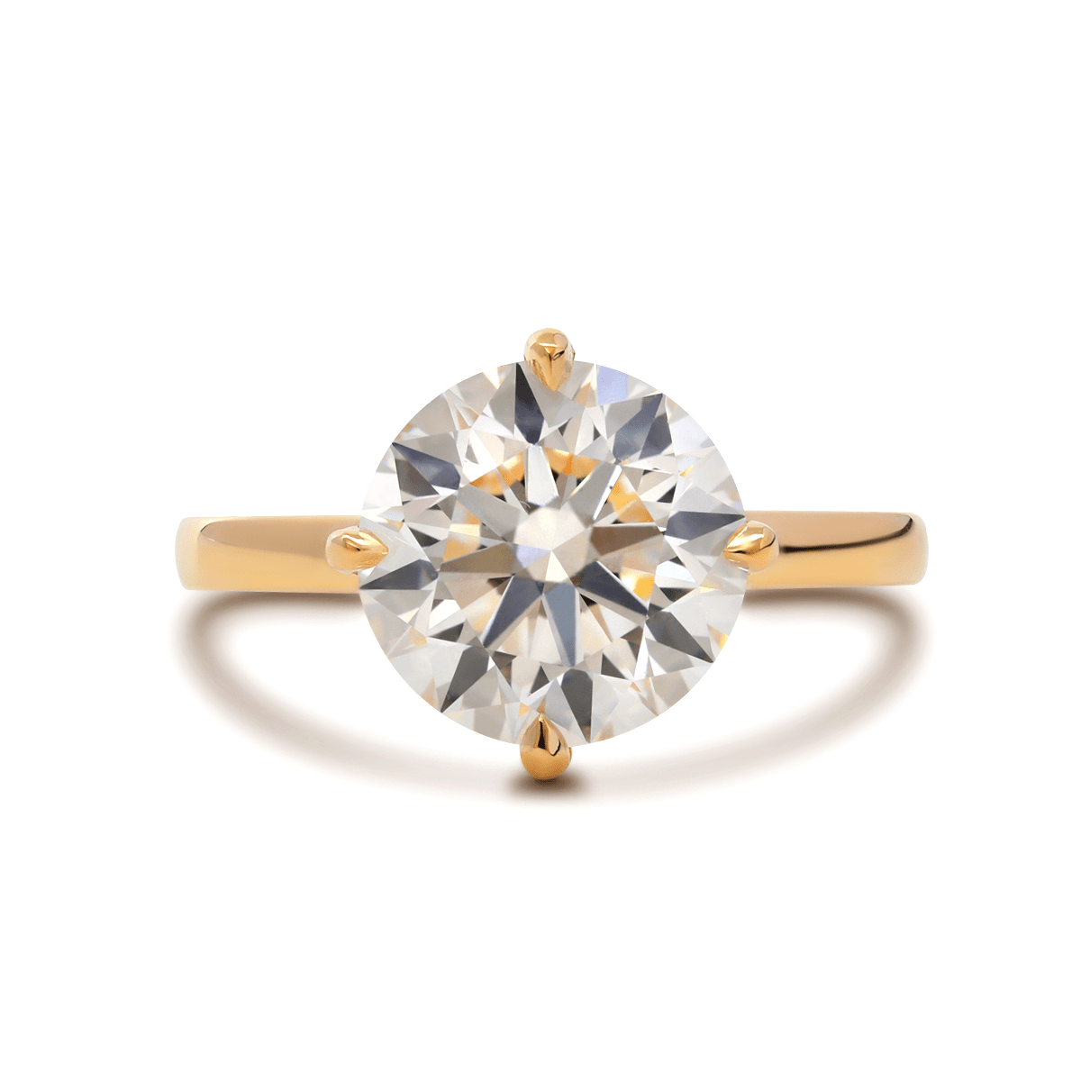 Round Cut Diamond 4 - Claw Prong Solitaire Engagement Ring — Minimalist Design - FIORESE JEWELRY