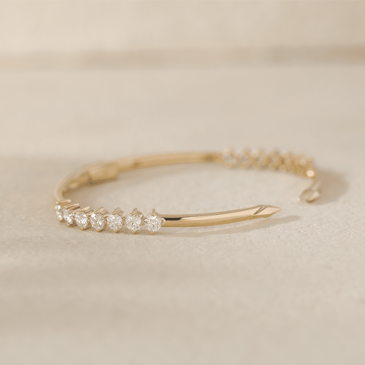 Round Cut Lab Diamond 14-Stone Open Bangle Bracelet