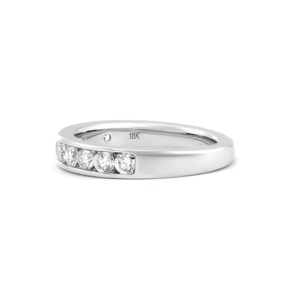 Round - Cut Lab Diamond Channel Half Eternity Ring - FIORESE JEWELRY