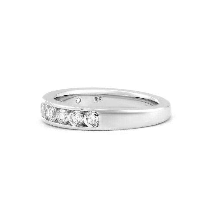 Round - Cut Lab Diamond Channel Half Eternity Ring - FIORESE JEWELRY