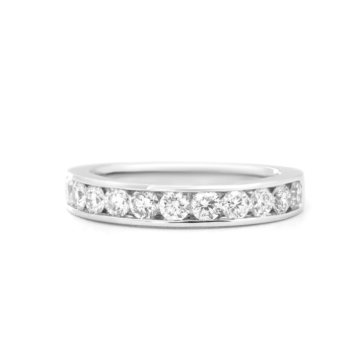 Round - Cut Lab Diamond Channel Half Eternity Ring - FIORESE JEWELRY