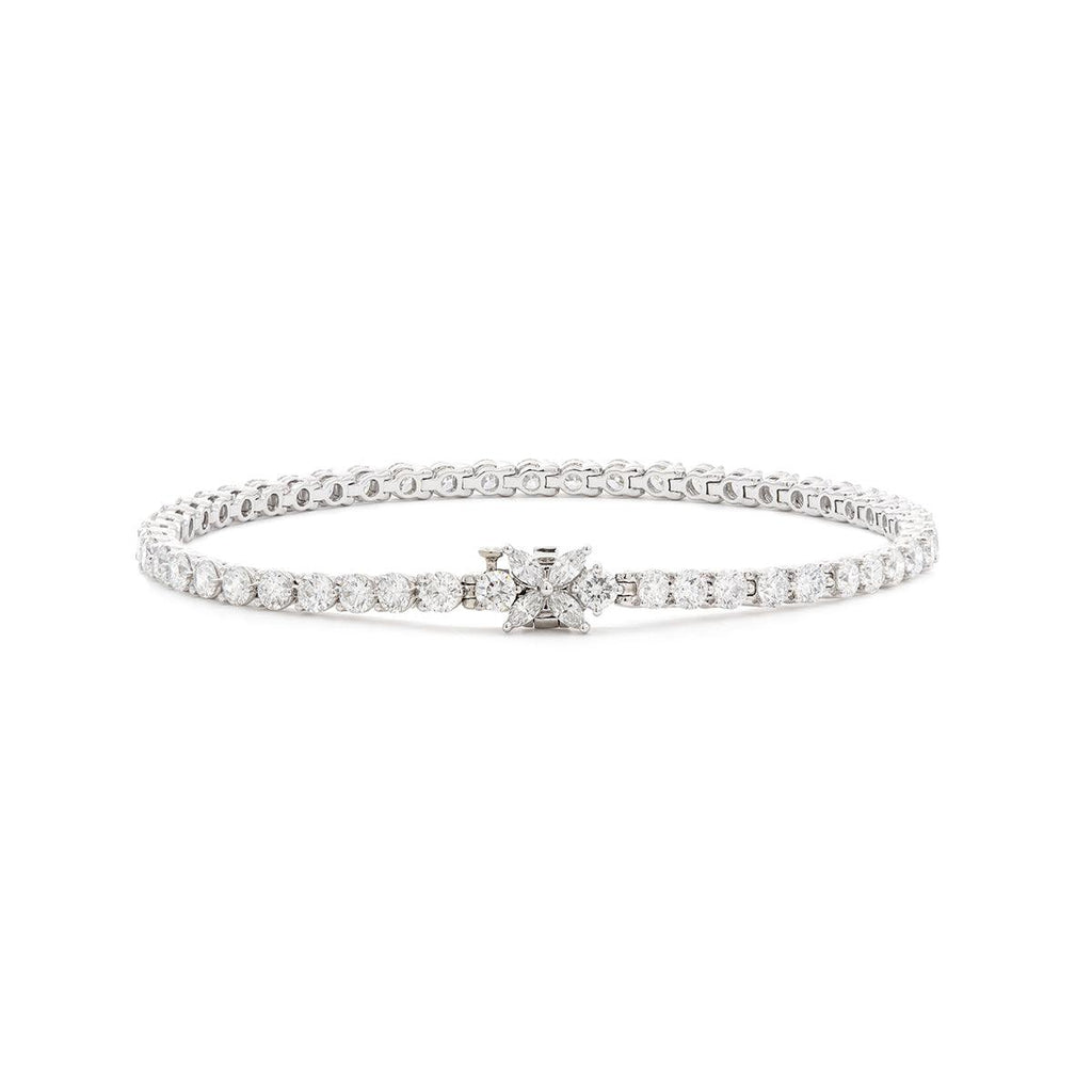 Round Cut Lab Diamond Three-Prong Basket Tennis Bracelet with