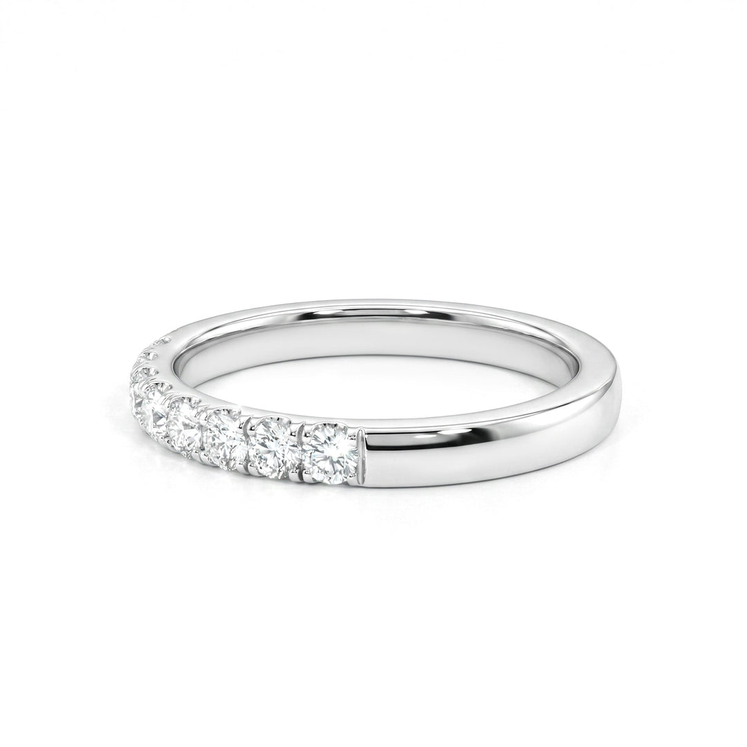 Round - Cut Lab Diamond U - Shaped Pavé Half Eternity Ring - FIORESE JEWELRY