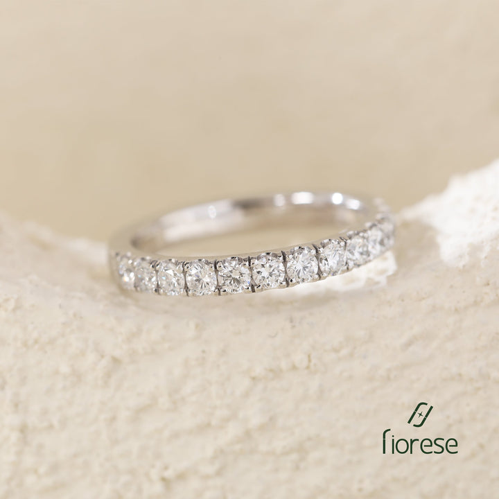 Round - Cut Lab Diamond U - Shaped Pavé Half Eternity Ring - FIORESE JEWELRY