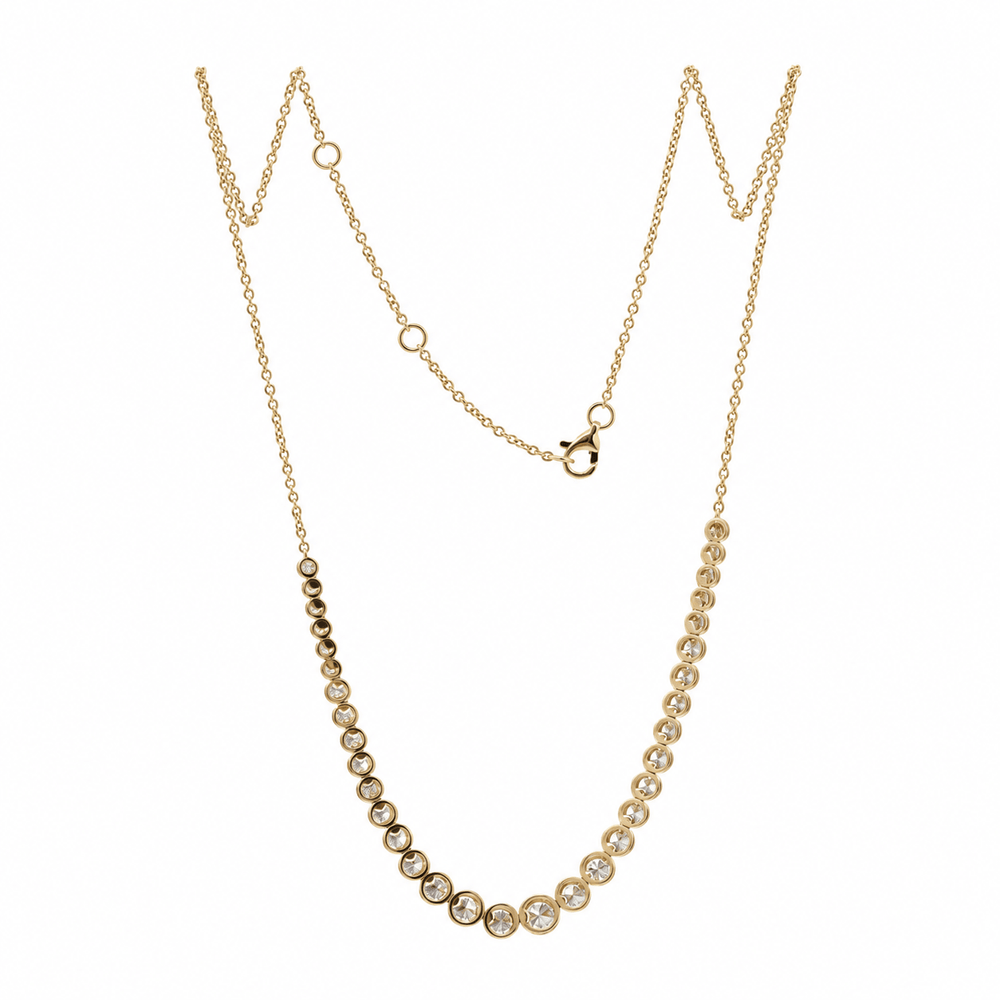 Round Diamond Bezel-Set Graduated Necklace - FIORESE JEWELRY