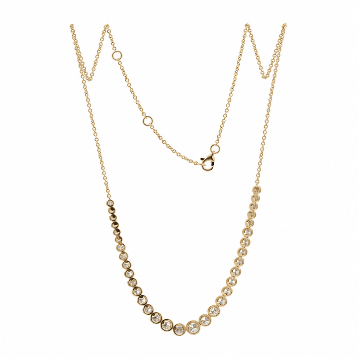 Round Diamond Bezel-Set Graduated Necklace - FIORESE JEWELRY