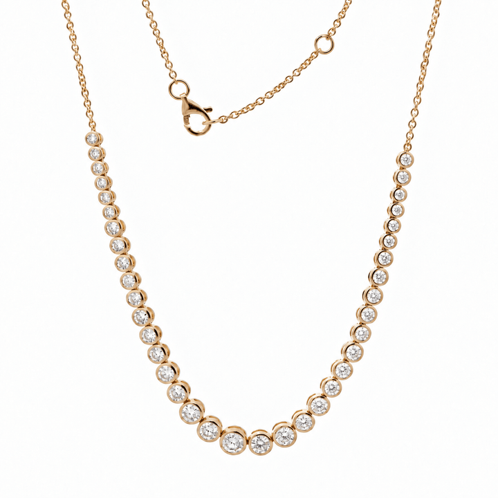 Round Diamond Bezel-Set Graduated Necklace - FIORESE JEWELRY