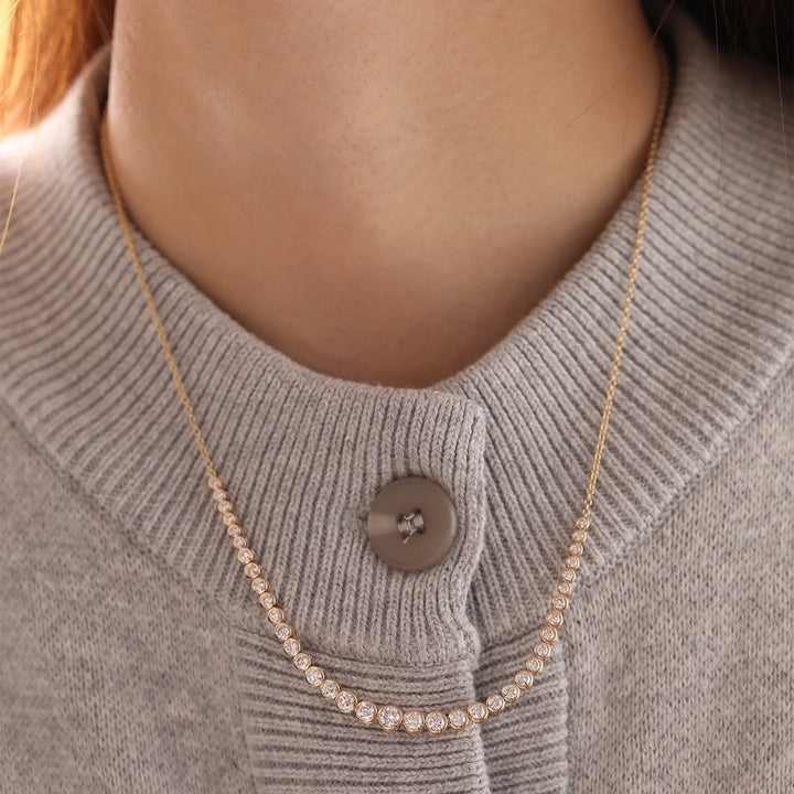 Round Diamond Bezel-Set Graduated Necklace - FIORESE JEWELRY