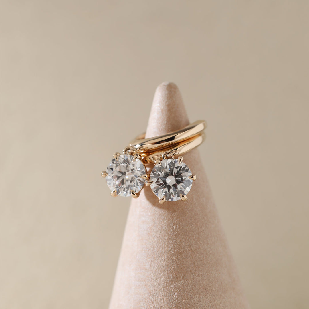 Round Diamond Six-Prong Huggie Drop Earrings - FIORESE JEWELRY