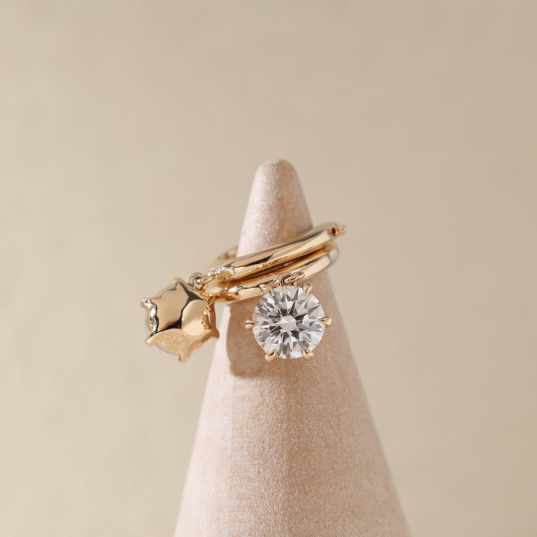 Round Diamond Six-Prong Huggie Drop Earrings - FIORESE JEWELRY