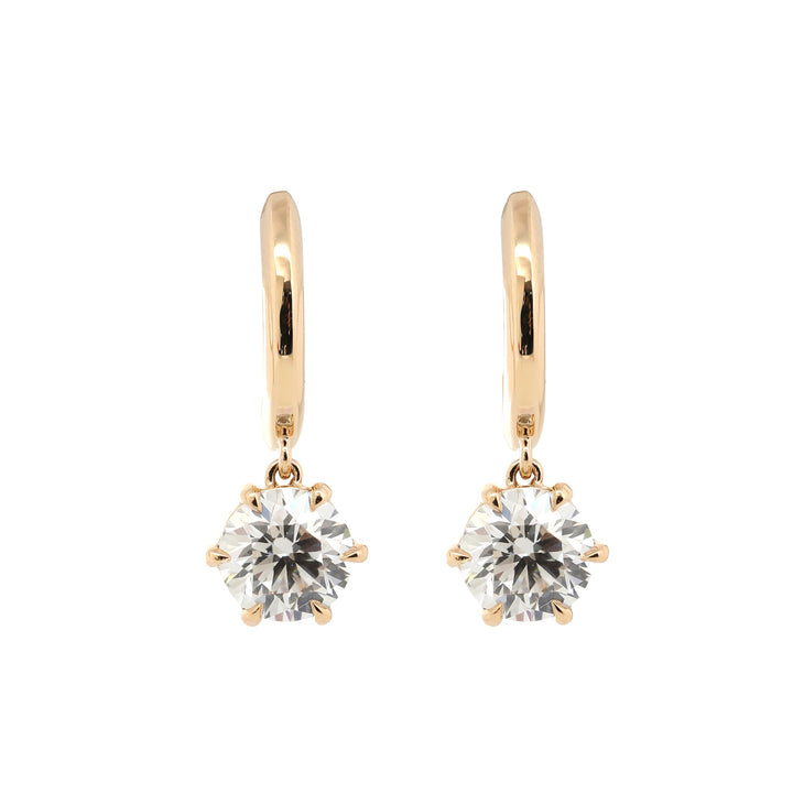 Round Diamond Six-Prong Huggie Drop Earrings - FIORESE JEWELRY