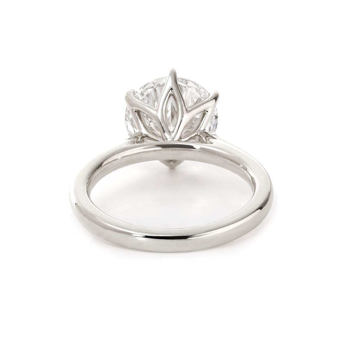 Round Lab Diamond 6-Claw Tulip Cathedral Bridal Set — Engagement Ring with Half Eternity U-Shaped Pavé Band