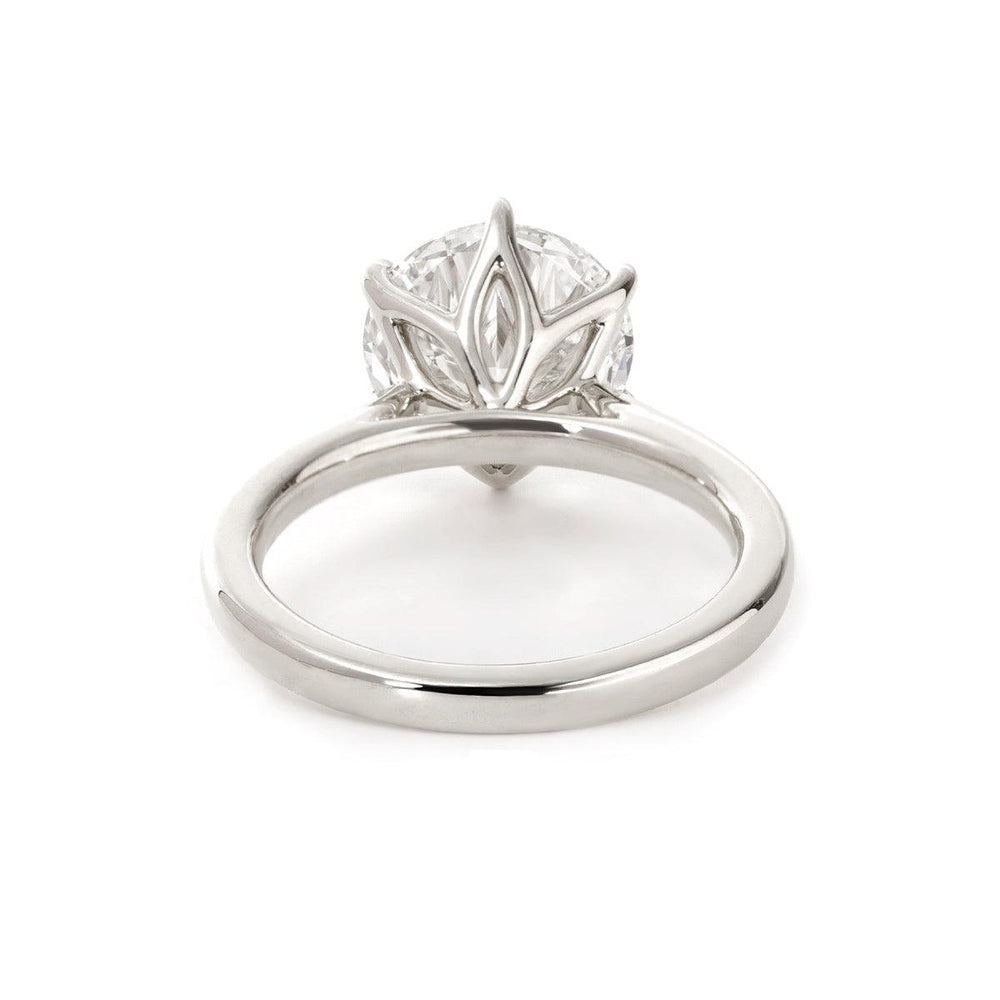Round Lab Diamond 6 - Claw Tulip Cathedral Bridal Set — Engagement Ring with Half Eternity U - Shaped Pavé Band - FIORESE JEWELRY